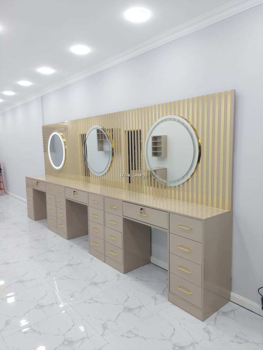 Salon və ev üçün vizaj/saç stolu və güzgü sistemləri – dizayn və