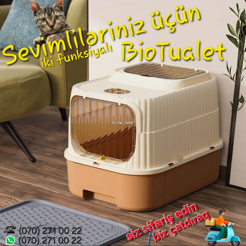 Məhsul: İki funksiyalı BioTualet – pişiklər üçün qapalı qum qutusu