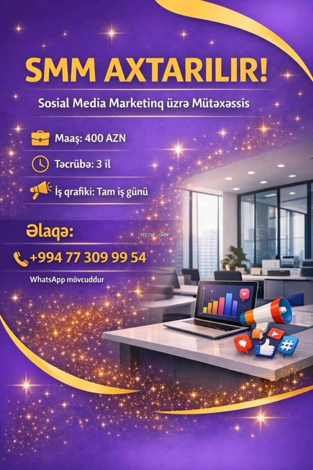 SMM menecer tələb olunur, 3-5 illik təcrübə