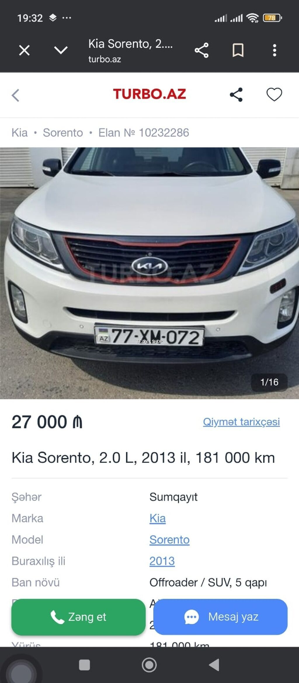 Kia Sorento: 2 l | 2013 il Ofrouder/SUV - şəkil 3