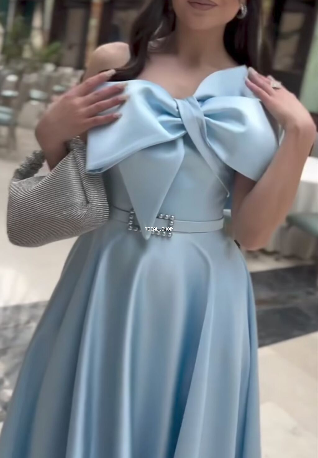 Göy rəngdə zərif ziyafət/libas 280 manata alınıb - Allegra - Model - şəkil 2