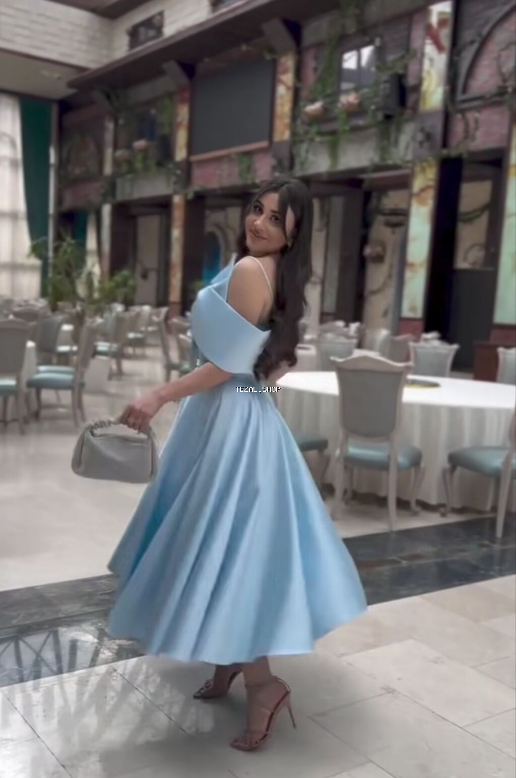 Göy rəngdə zərif ziyafət/libas 280 manata alınıb - Allegra - Model - şəkil 3