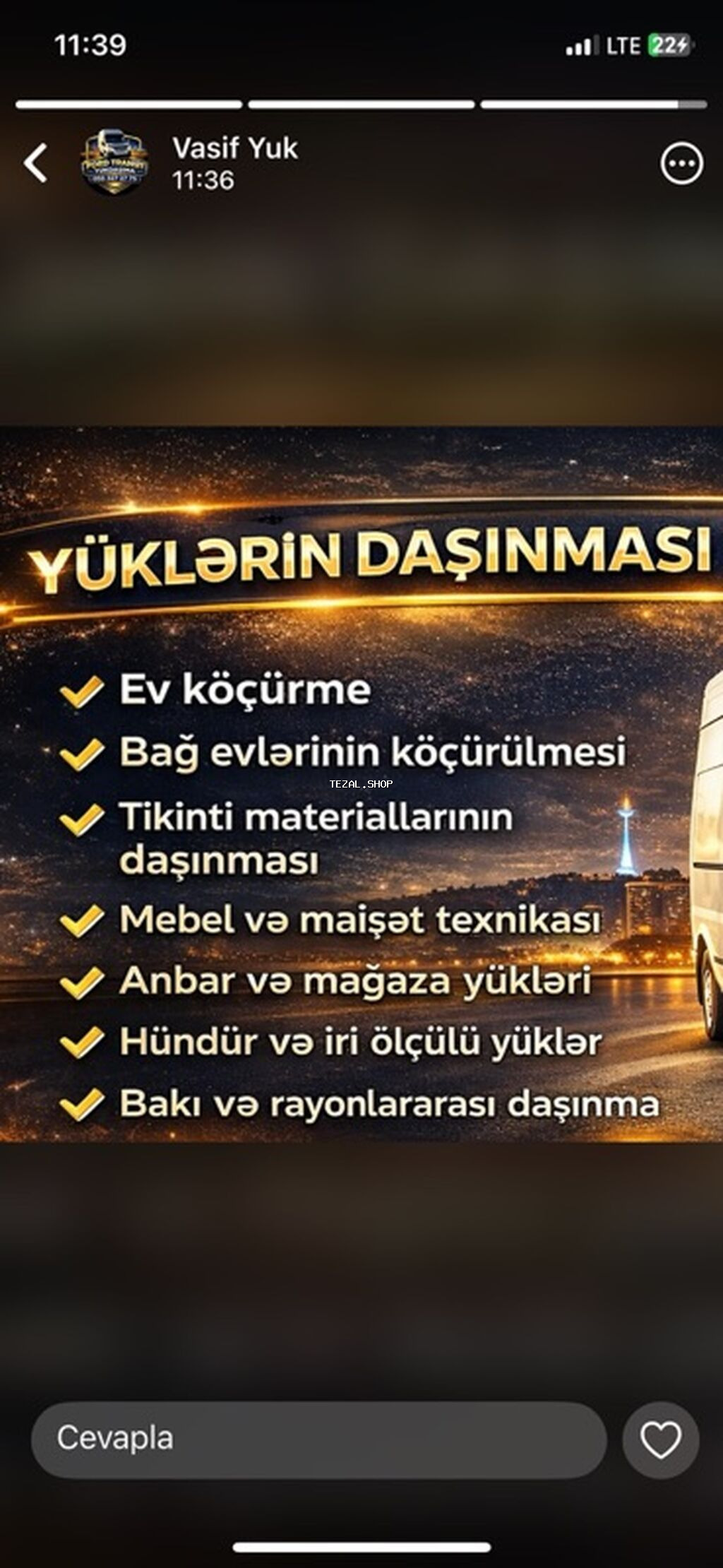 Yüklərin daşınması xidməti - Ev köçürmə - Bağ evlərinin köçürülməsi -