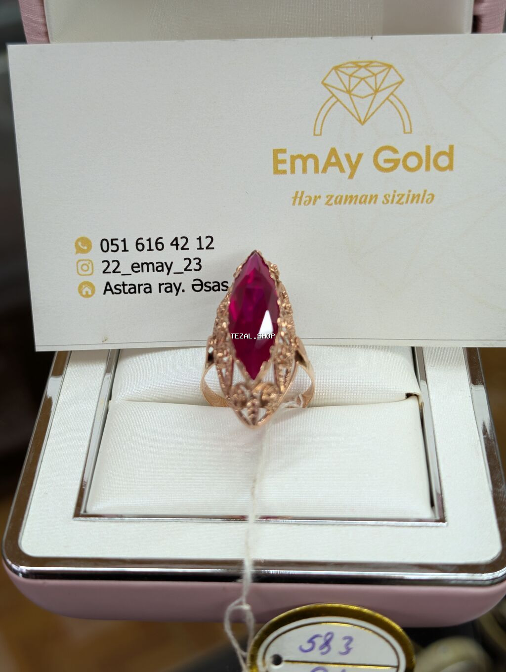 Üzük, Çəhrayı qızıl, 583 Əyar - şəkil 2