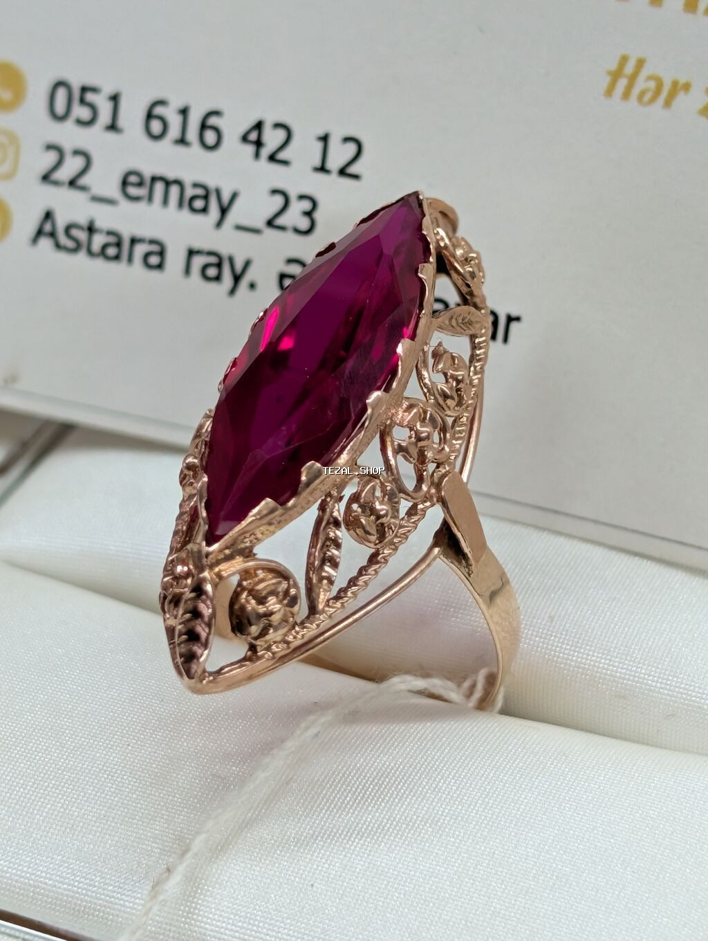 Üzük, Çəhrayı qızıl, 583 Əyar - şəkil 3