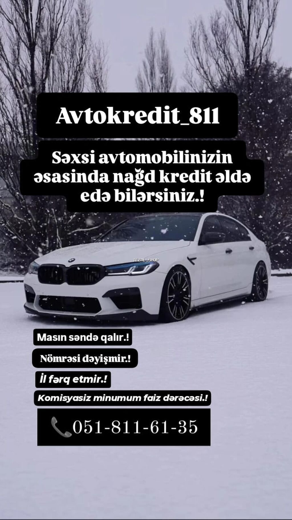 Kredit məbləği minimum 1500,maksimum li̇mi̇tsi̇z! Zəng edə və ya