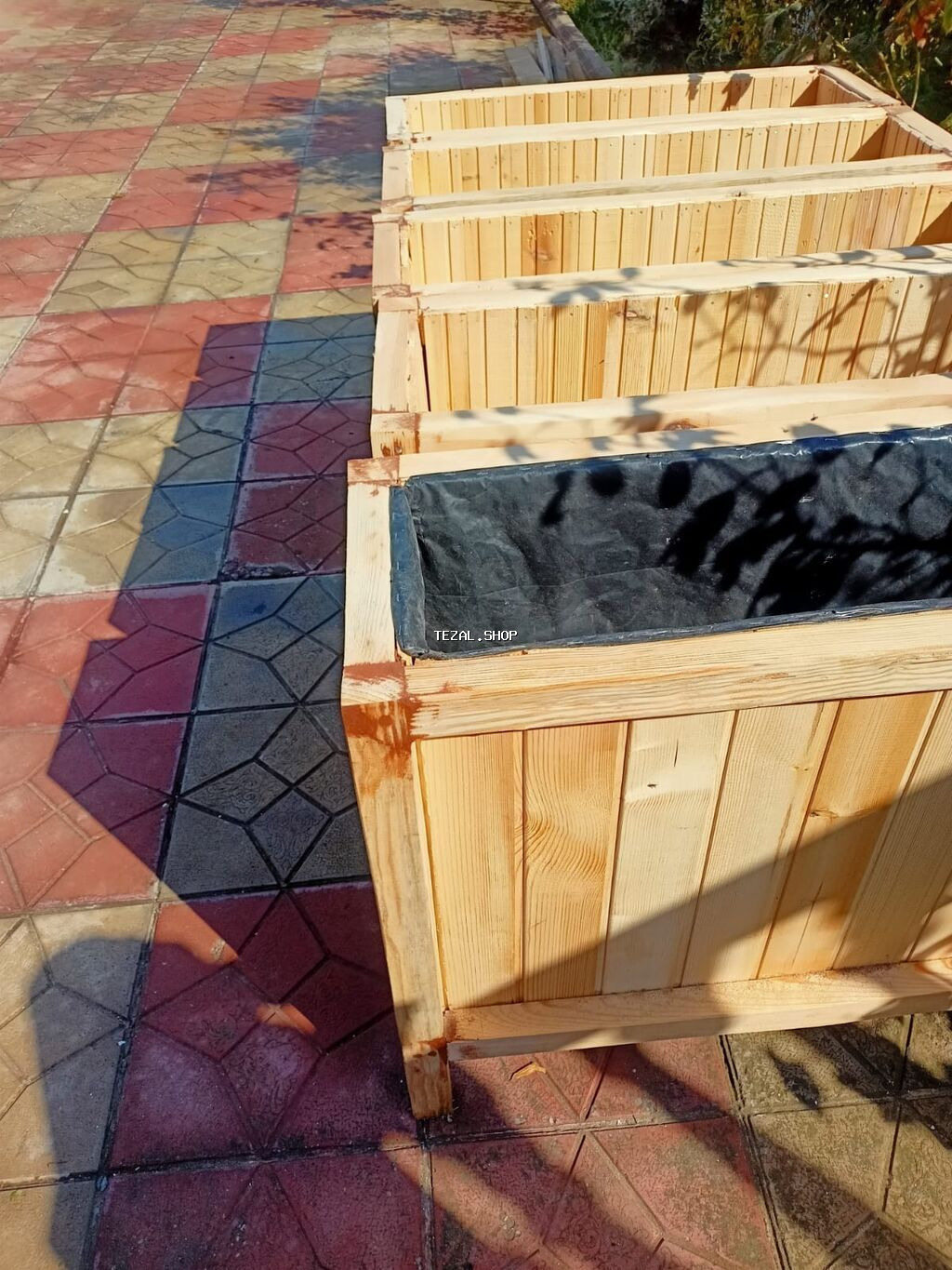 Dibçəklər kafe heyitçin Taxta dekorativ gülbəsləri və bağ, qutuları - şəkil 4