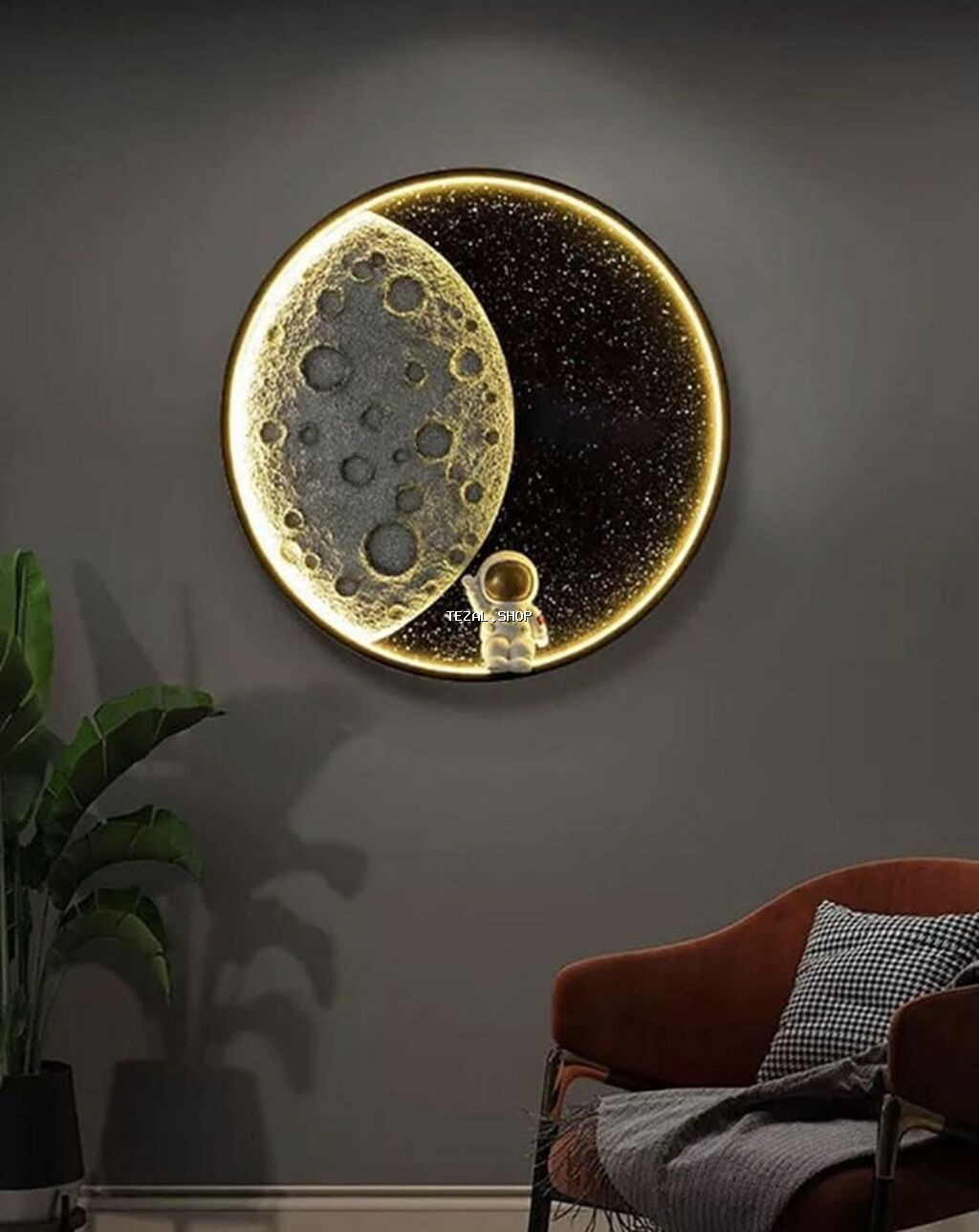 Dekorativ “Ay” LED divar lampası - Dairəvi dizayn: Ay səthinin krater - şəkil 2