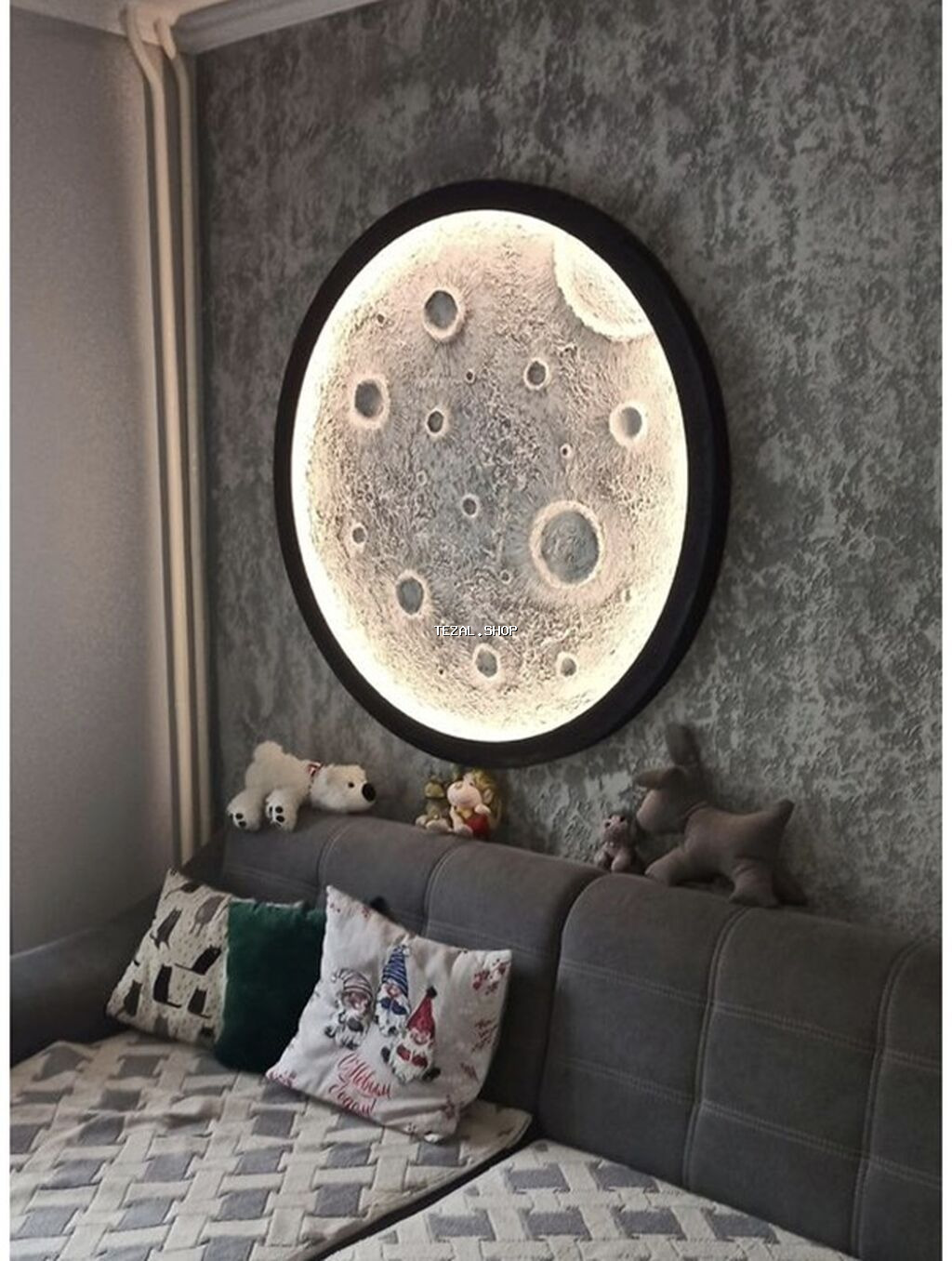 Dekorativ “Ay” LED divar lampası - Dairəvi dizayn: Ay səthinin krater - şəkil 3