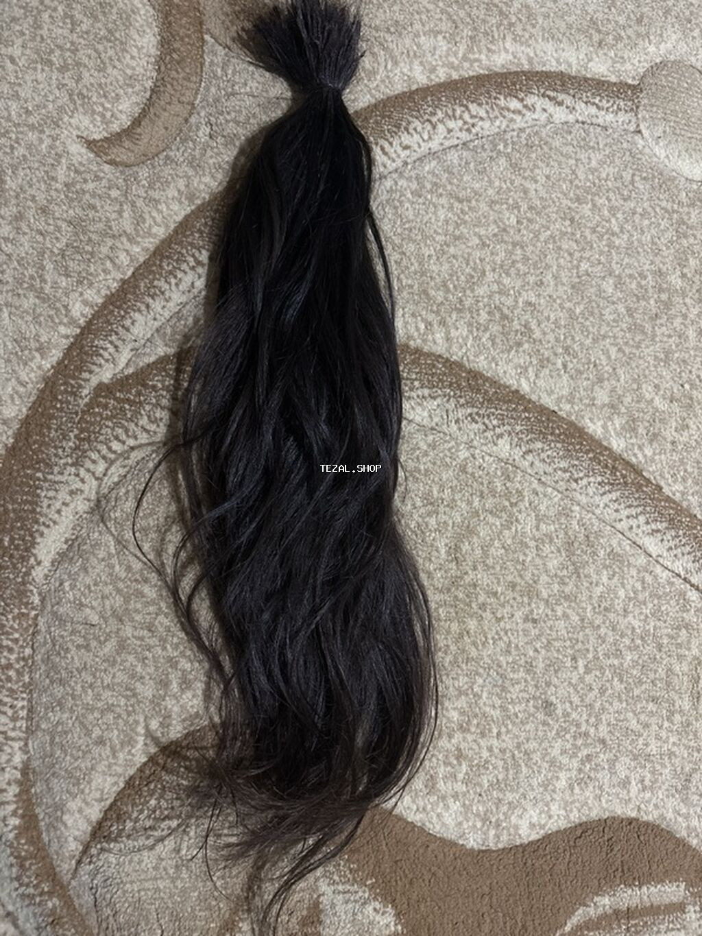 Təbii insan saçı – qara rəng, dalğalı - Növ: kəsilmiş təbii insan - şəkil 3