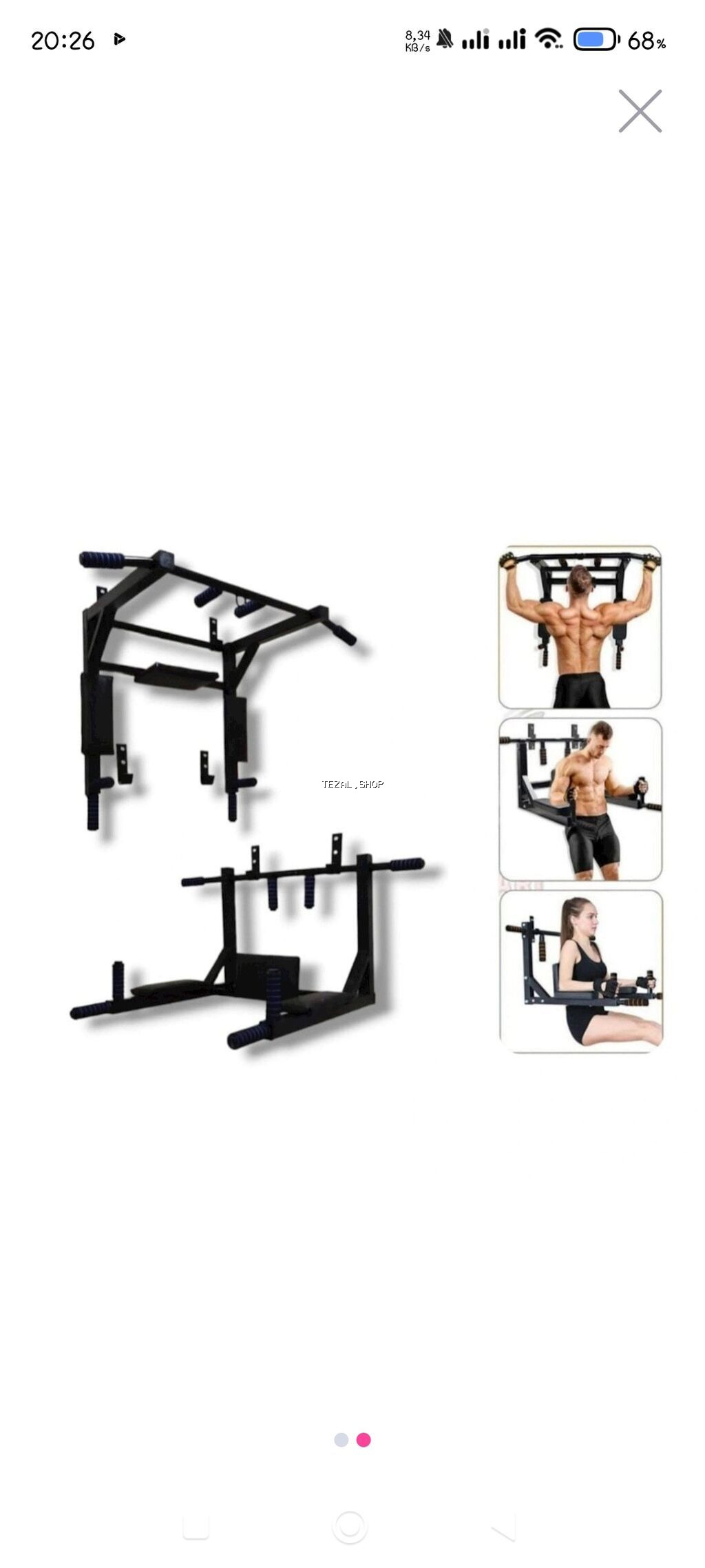 Divar üçün çoxfunksiyalı turnik–press–dip qurğusu - 2-si 1-də