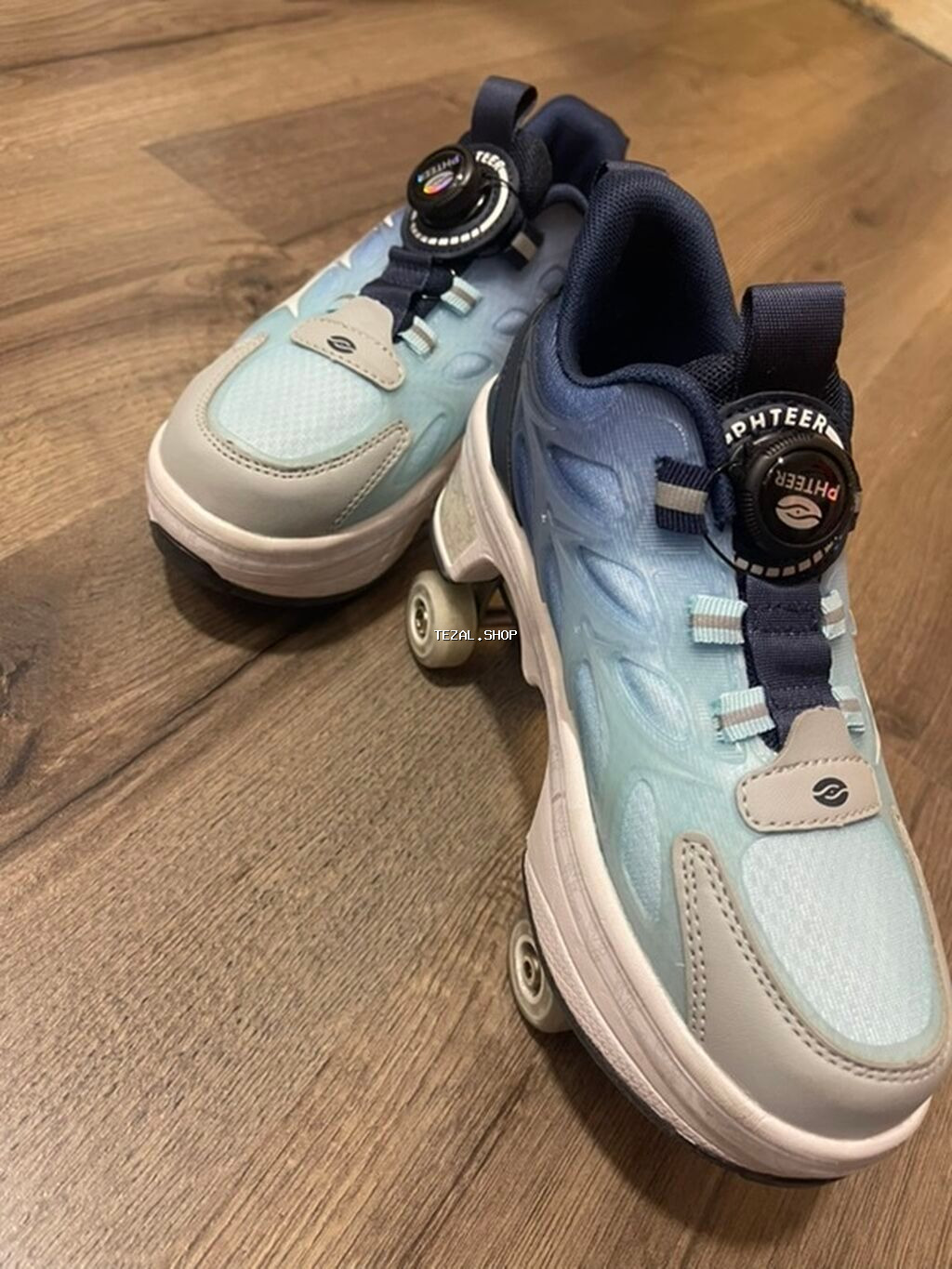 Rulolu idman ayaqqabısı – mavi/boz rəng palitrası - 2-si 1-də dizayn - şəkil 3