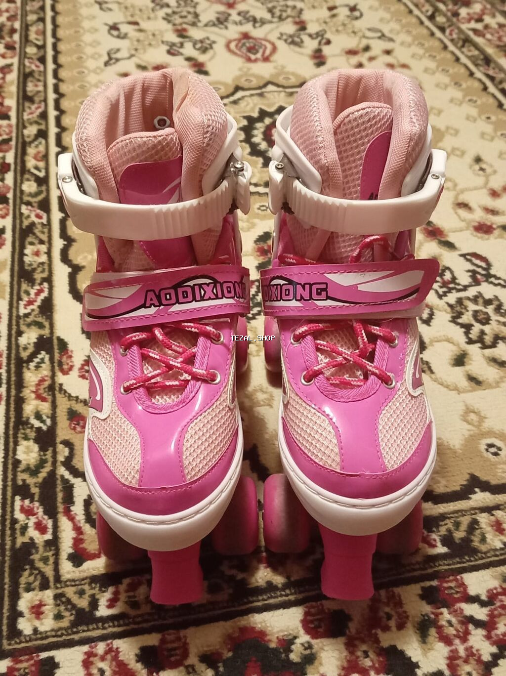 Uşaq dörd təkərli konki (quad roller skates) - Rəng: çəhrayı/ağ - - şəkil 2