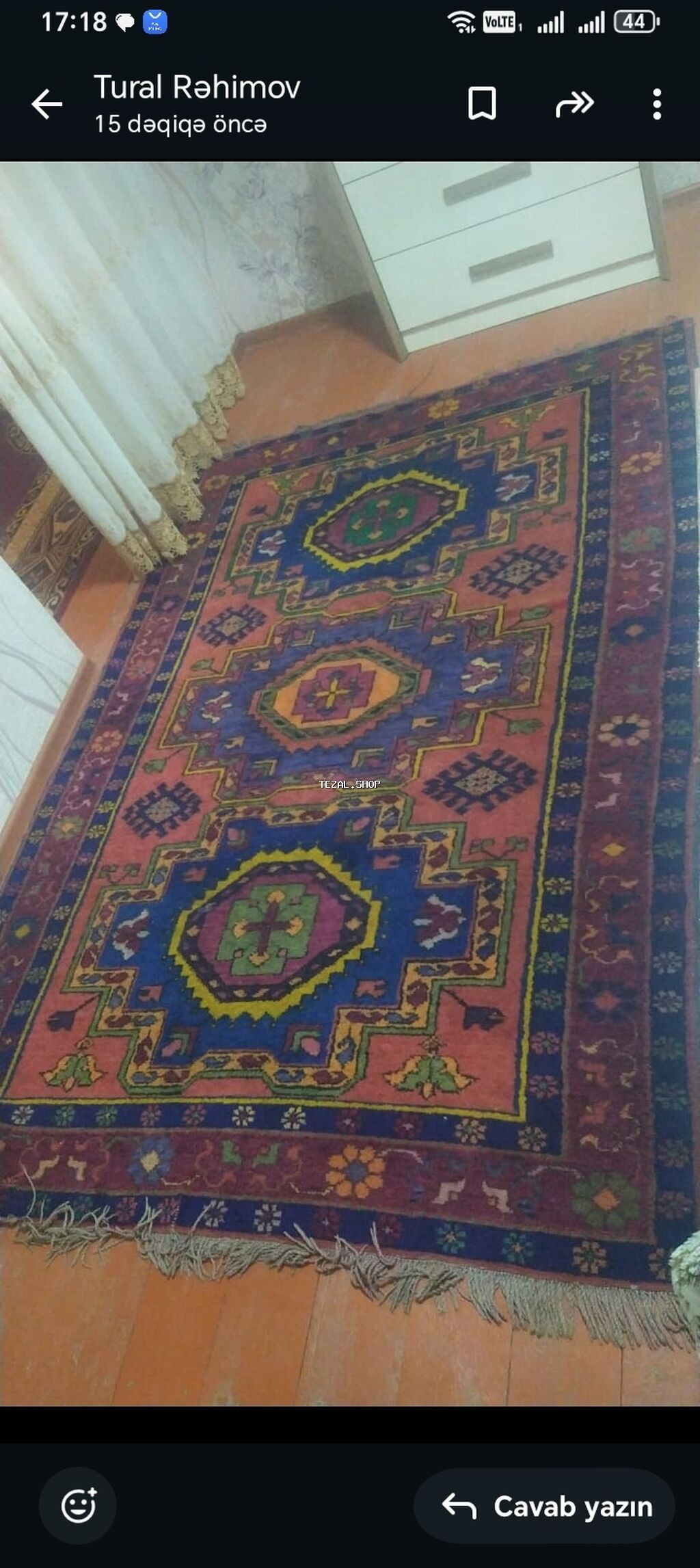 1965 xalacasdi əlilə toxunub ne rəng vurulub ne birşey temiz toxuma