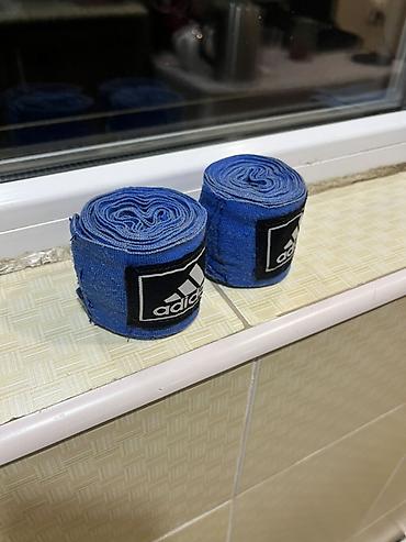 Adidas boks/budqa üçün əl sarğıları (cüt) - Rəng: mavi - Brend loqolu - şəkil 3