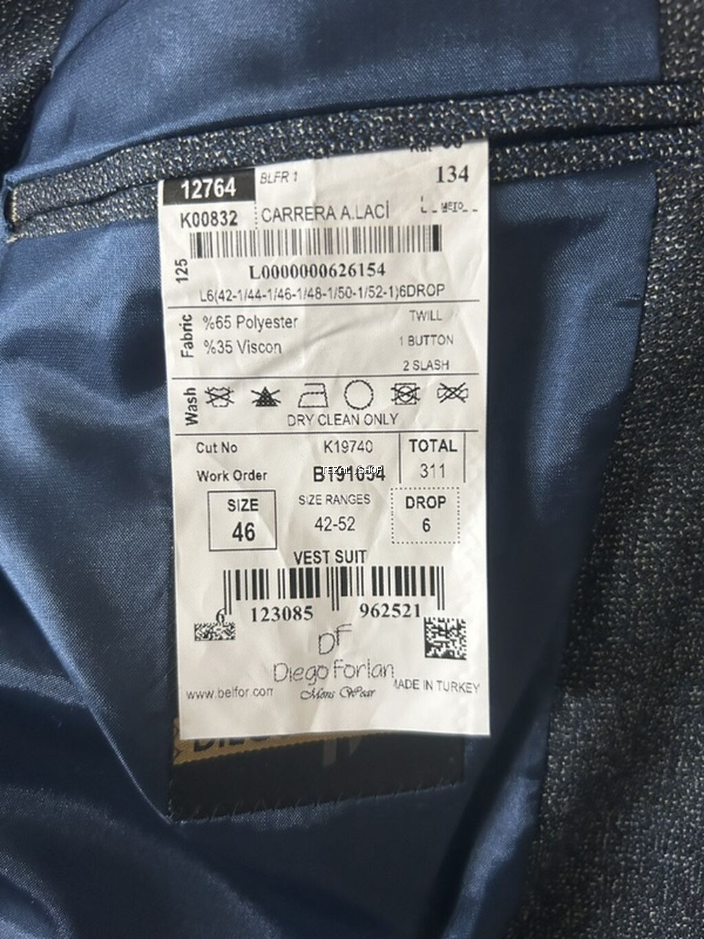 Diego Forlan kişi kostyum dəsti (Vest Suit) – Made in Turkey - Rəng - şəkil 2