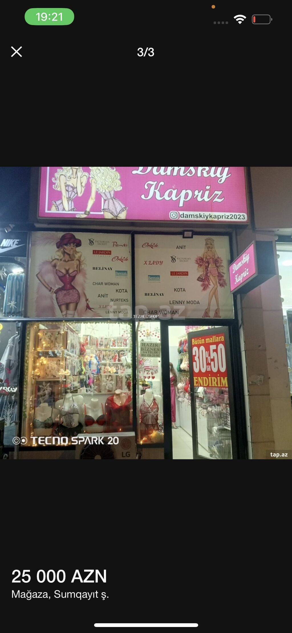 Hazir bizness satilir magazin ic qeyim