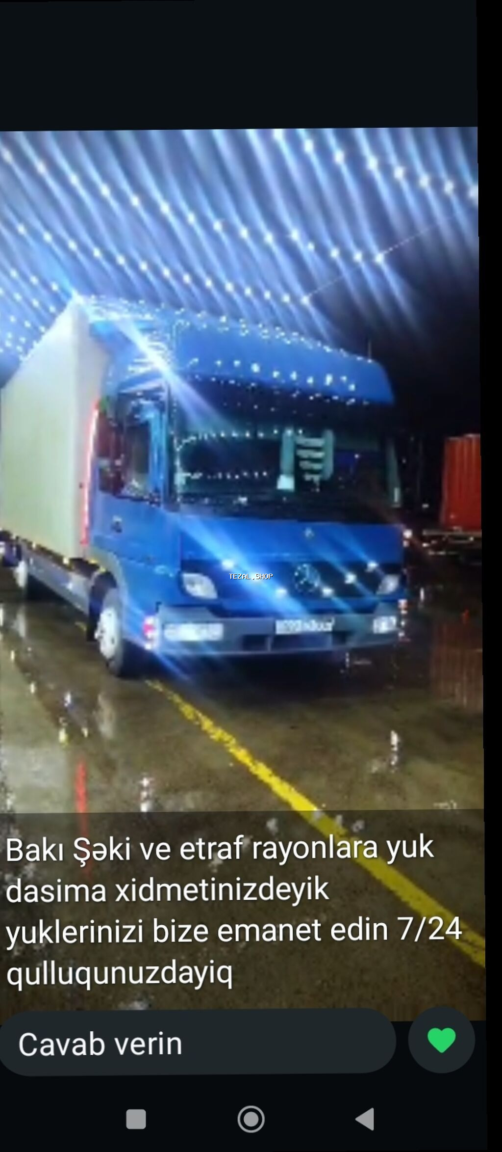 Yükdaşıma xidməti – Bakı, Şəki və ətraf rayonlar - 7/24 fəaliyyət