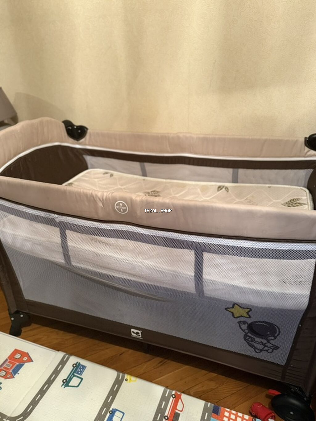 Uşaq üçün portativ beşik/oyun maneyi - Rəng: bej-qəhvəyi kombinasiya