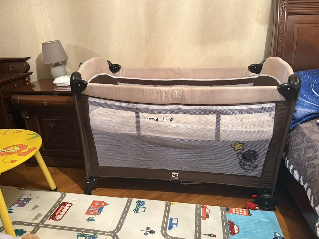 Uşaq üçün portativ beşik/oyun maneyi - Rəng: bej-qəhvəyi kombinasiya - şəkil 3