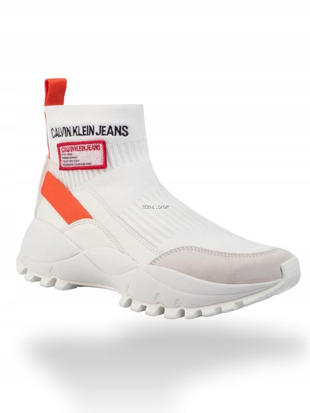 Calvin Klein Jeans “Tysha” ağ rəngdə corab tipli krossovkalar Saytda