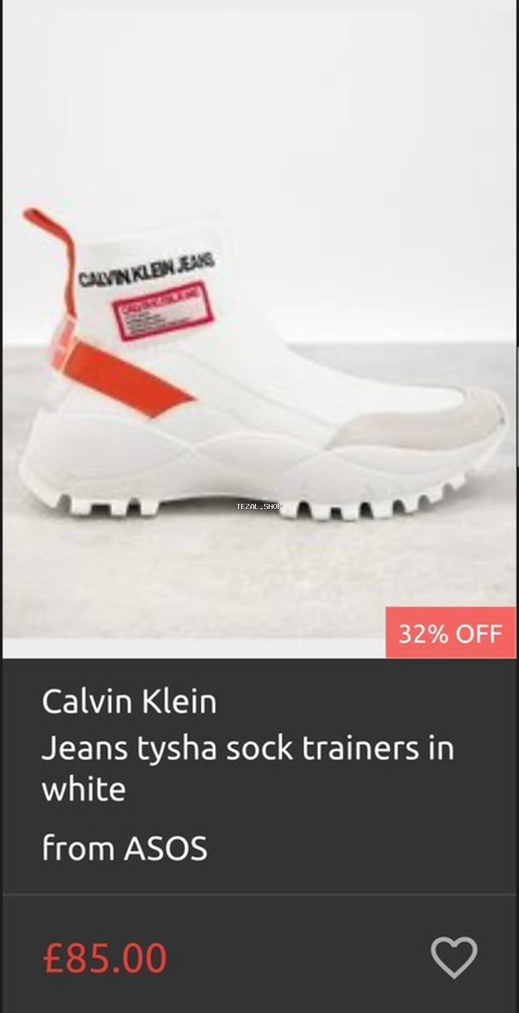 Calvin Klein Jeans “Tysha” ağ rəngdə corab tipli krossovkalar Saytda - şəkil 4