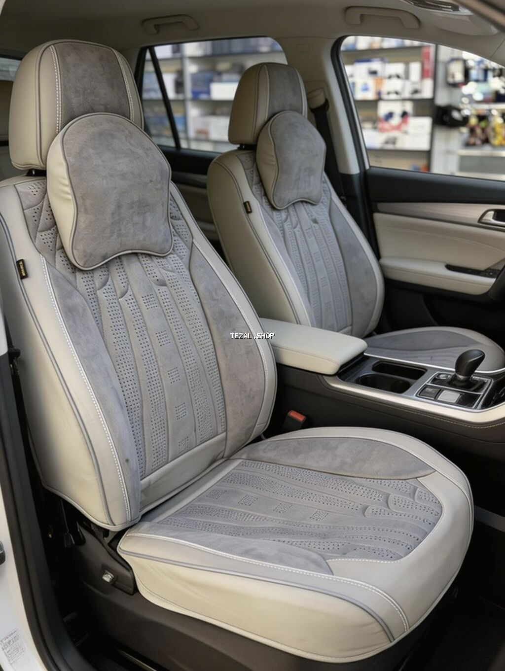 Universal avtomobil oturacaq üzlükləri və boyun yastıqları dəsti - - şəkil 4