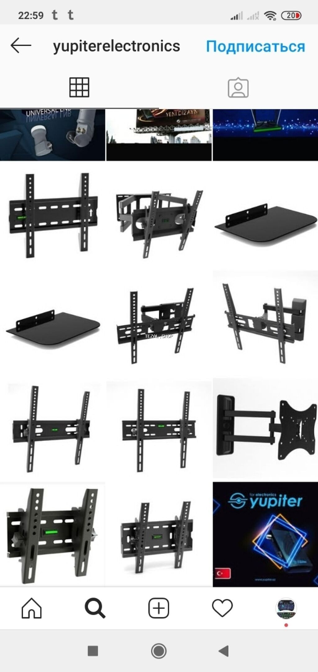 Televizor kronsteynleri(televizor asilqanlari) Zavod istehsali. En