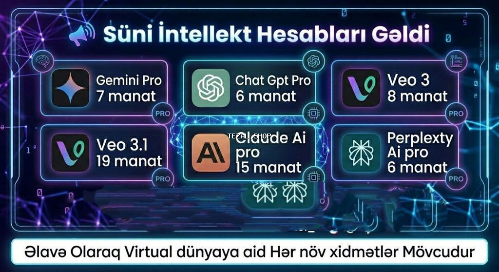 Süni intellekt hesabları – premium versiyalara çıxış Tətbiqlərin