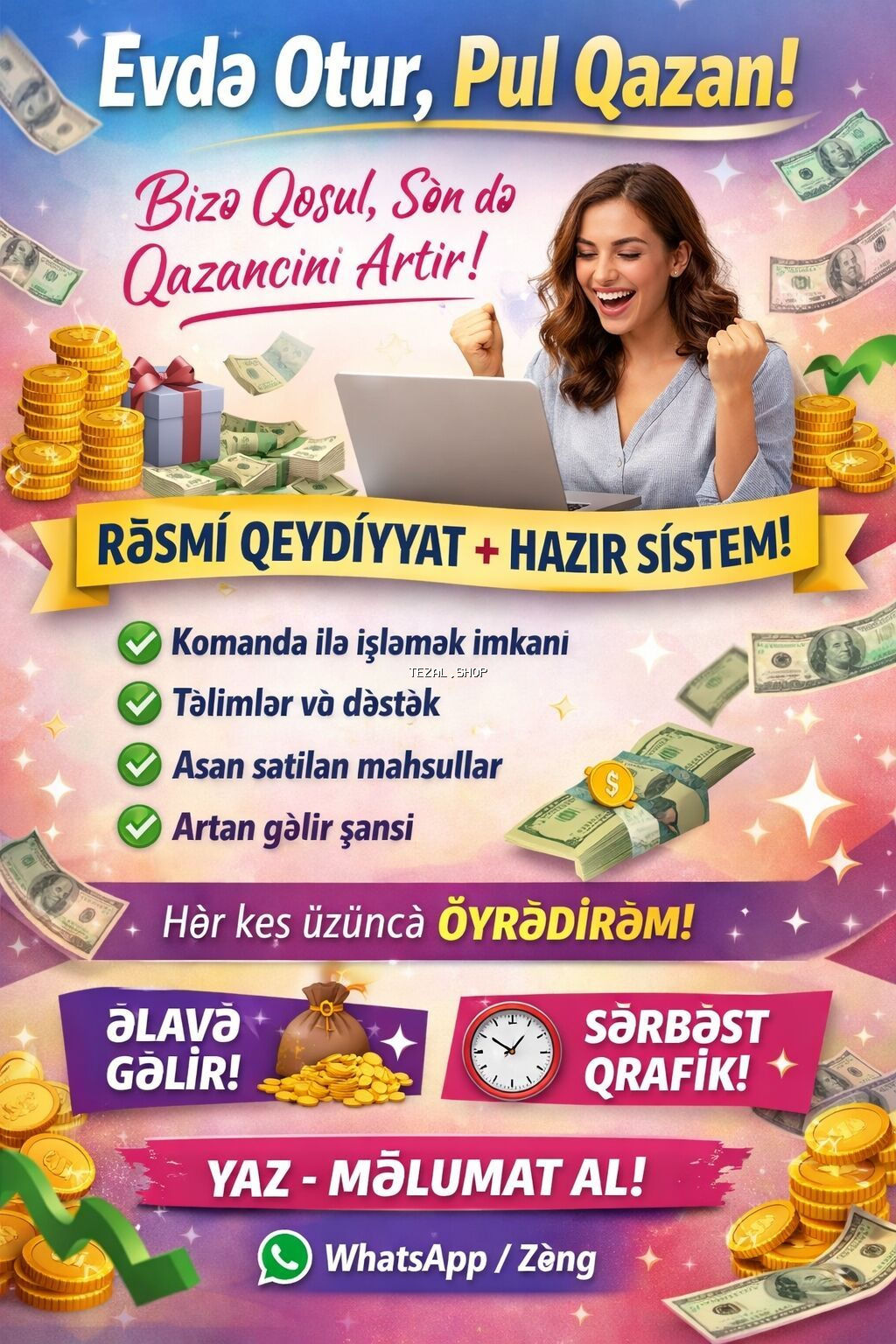 Evdən onlayn qazanc sistemi – komandaya qoşulmaq və hazır sistemlə