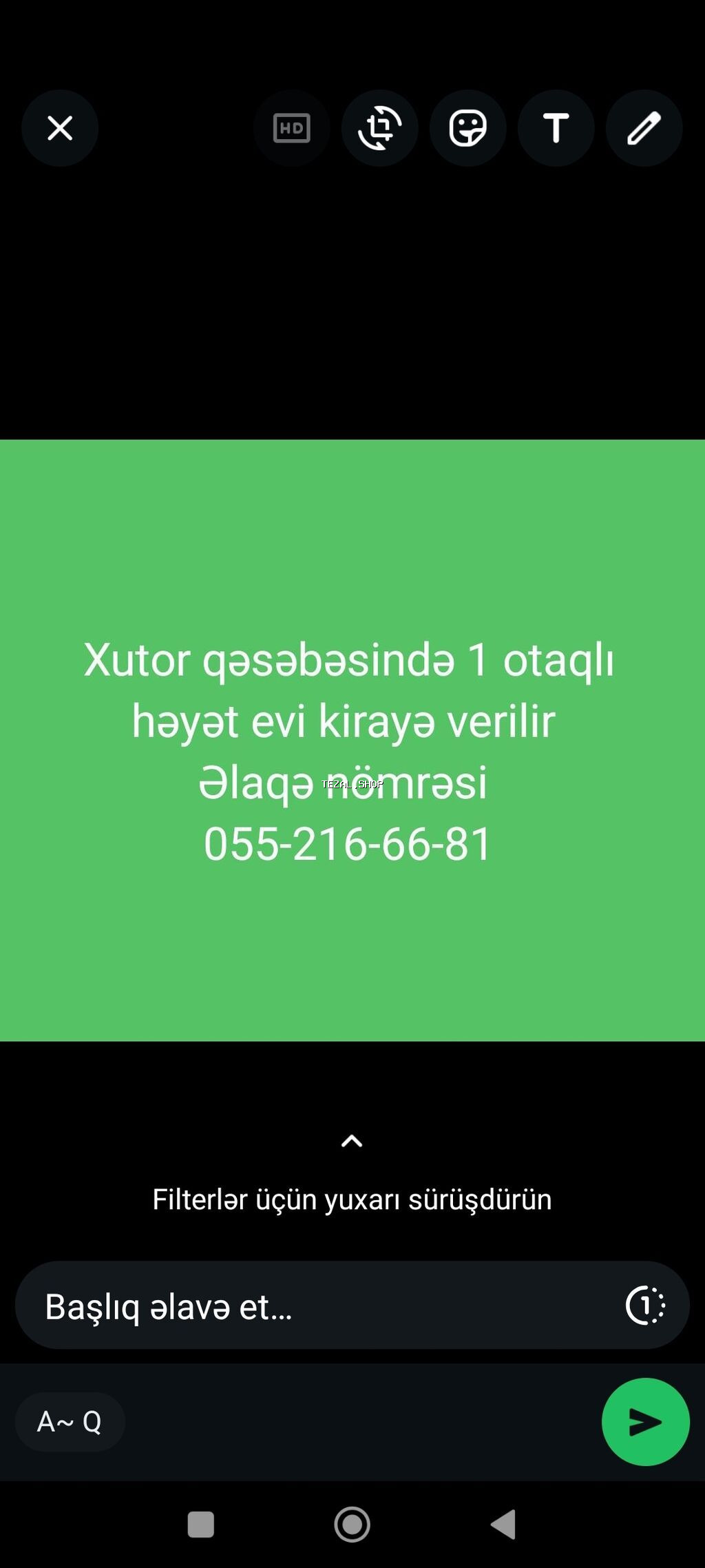 Kirayə: Xutor qəsəbəsində 1 otaqlı həyət evi mətbəx də əşyaları var