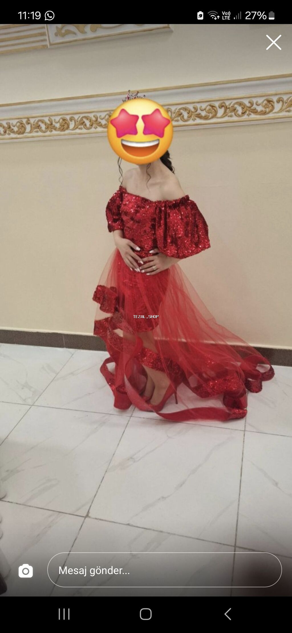 Qırmızı ziyafət/libaslar – 2 model 1) Uzun qırmızı gecə geyimi - - şəkil 2