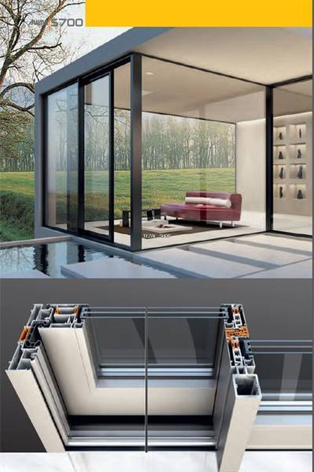 Alüminium HBŞB sistemi - Minimalist dizaynlı, iri formatlı - şəkil 2