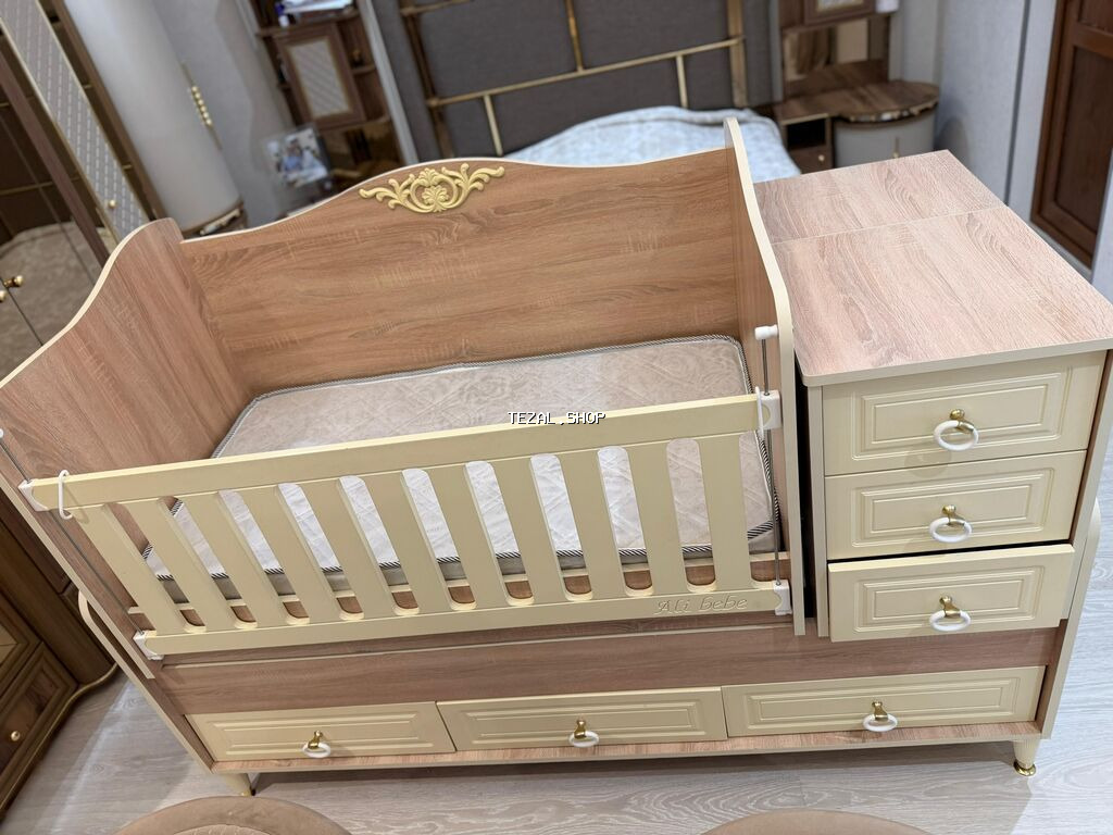 Oğlan və qız üçün, Dördbucaq, Beşik, Matras ilə, Yellənmə mexanizmsiz - şəkil 2