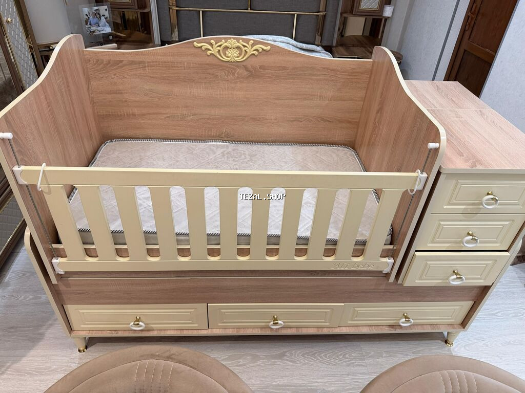 Oğlan və qız üçün, Dördbucaq, Beşik, Matras ilə, Yellənmə mexanizmsiz - şəkil 3