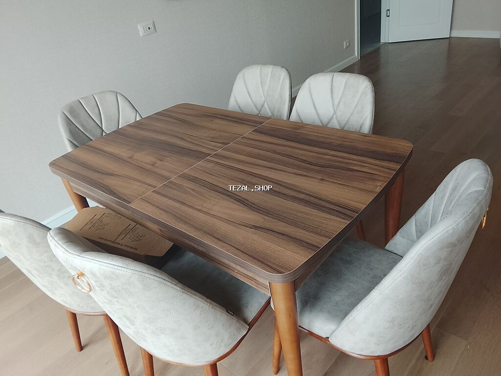 Mətbəx üçün, Yeni, Açılan, Dördbucaq masa, 6 stul