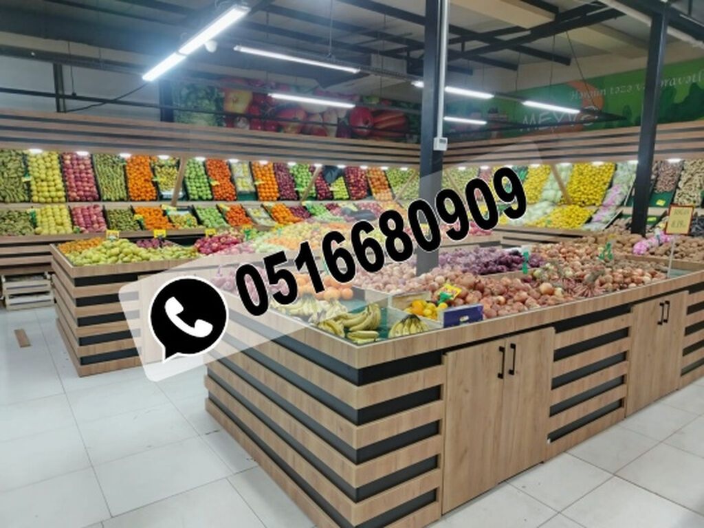 Meyvə-tərəvəz vitrin mebel yığılması Meyvə-tərəvəz vitrinlərinin