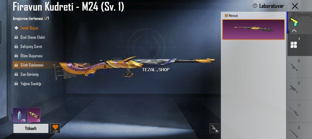 Hesab əla dı 44 sevyə di fravun M24 var matral olmadqın görə yüksəldə