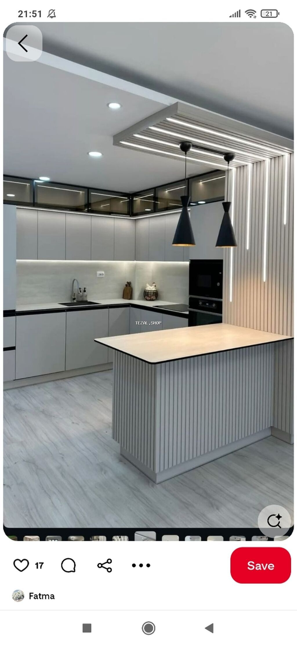 Müasir dizaynlı mətbəx mebeli komplekti - L formalı planlama və geniş