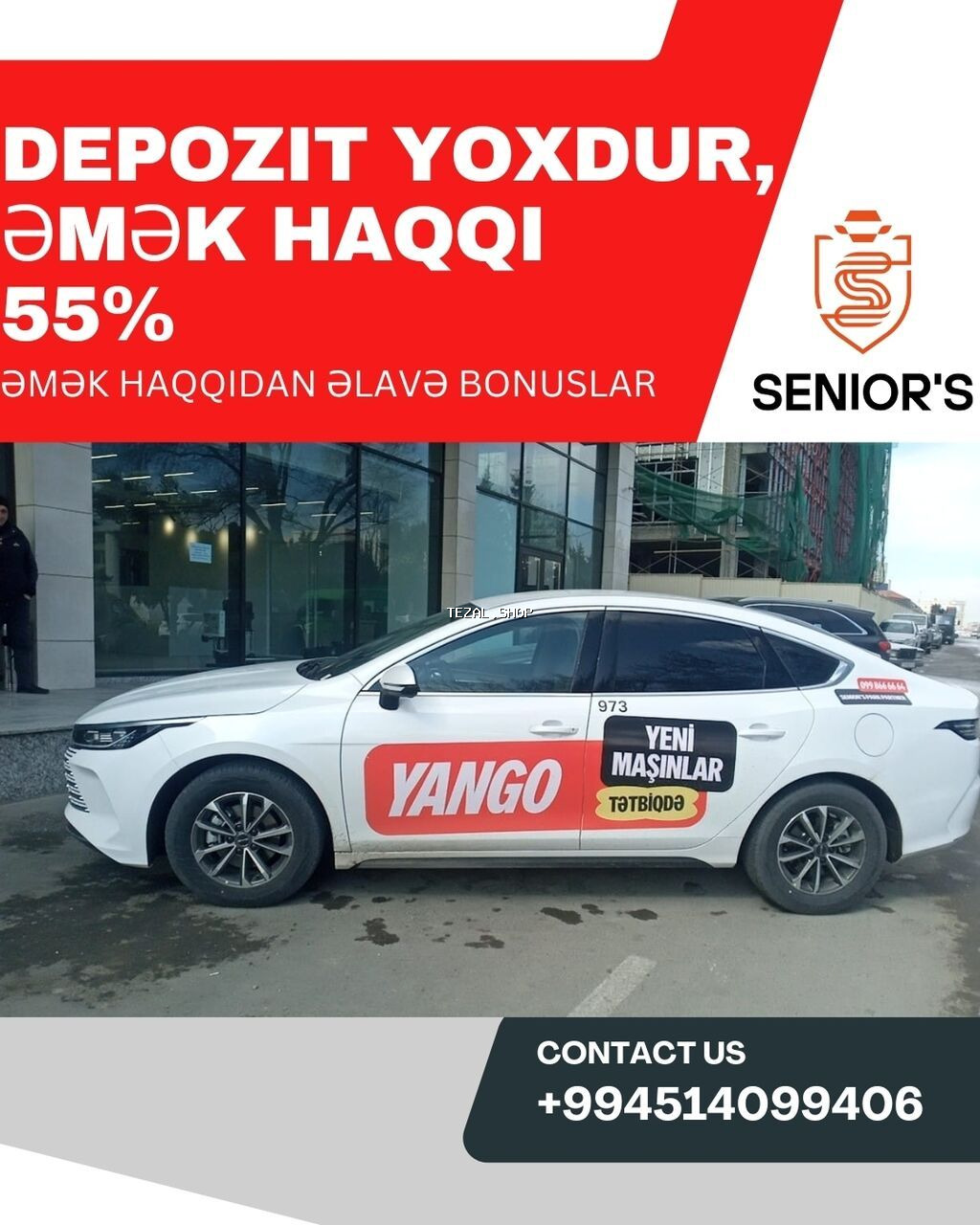 Taksi sürücüsü tələb olunur, Nəqliyyat təmin edilir, Həftəlik ödəniş, 1-2 illik təcrübə