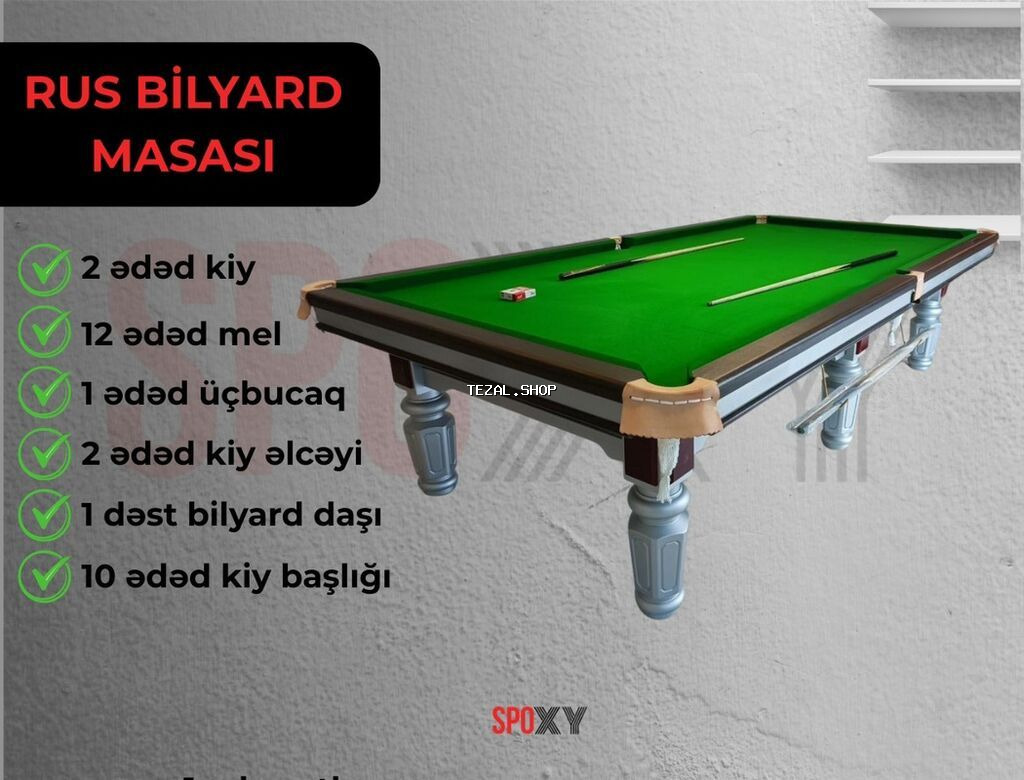 Rus Mərmər Bilyard Masası Yüksək keyfiyyət standartlarına uyğun