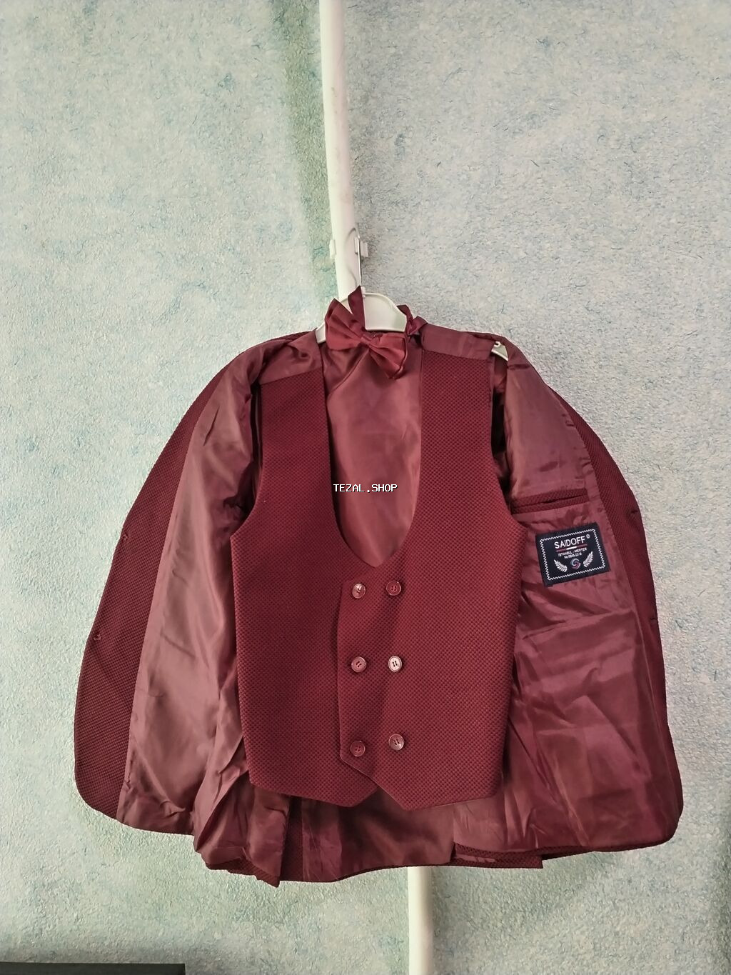 Uşaq üçün klassik kostyum dəsti – bordo rəng 6-7yaş. 1 dəfə istifadə - şəkil 3