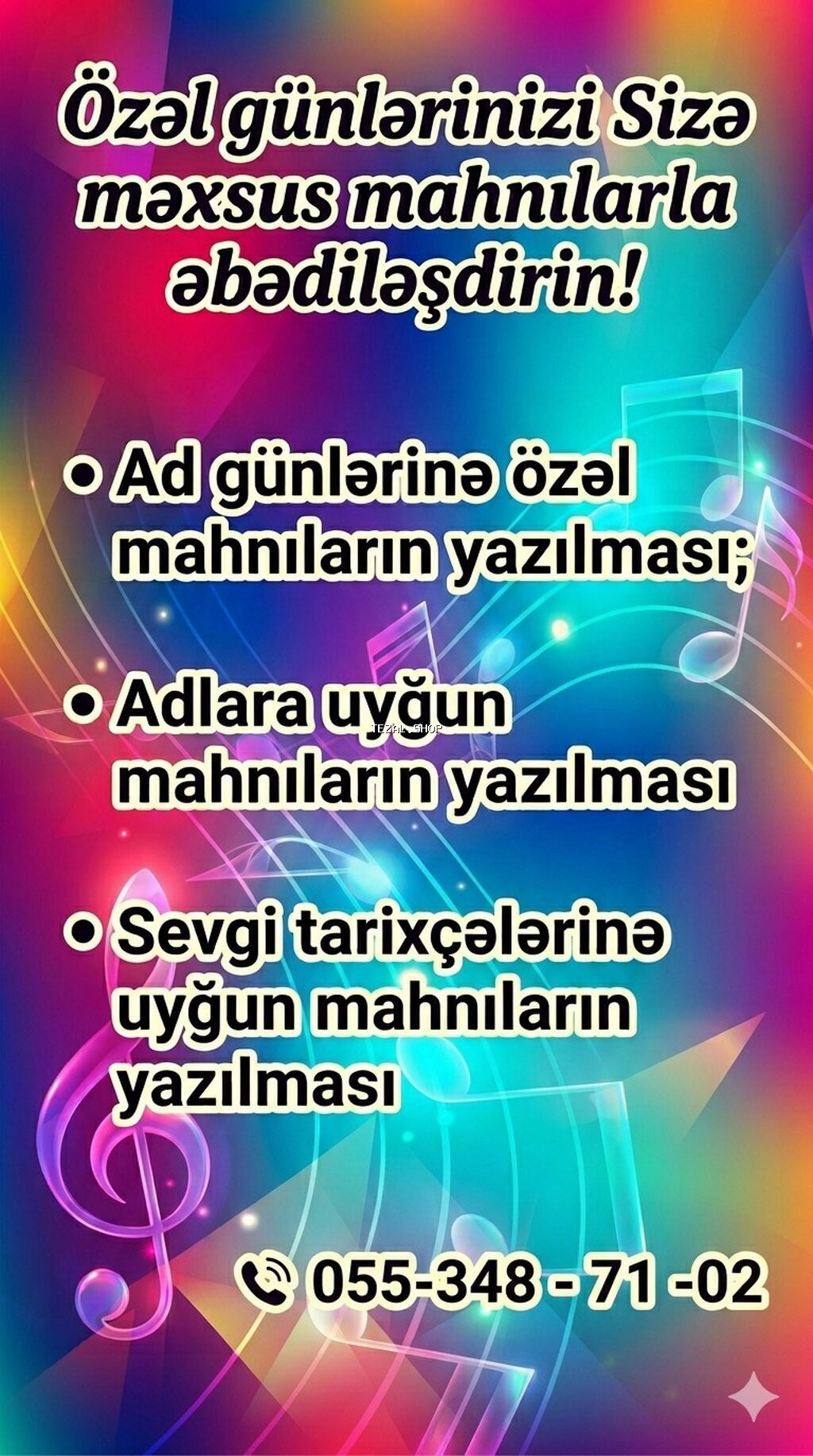 Xüsusi günlərinizi Sizə məxsus mahnılarla əbədiləşdirin! Təklif