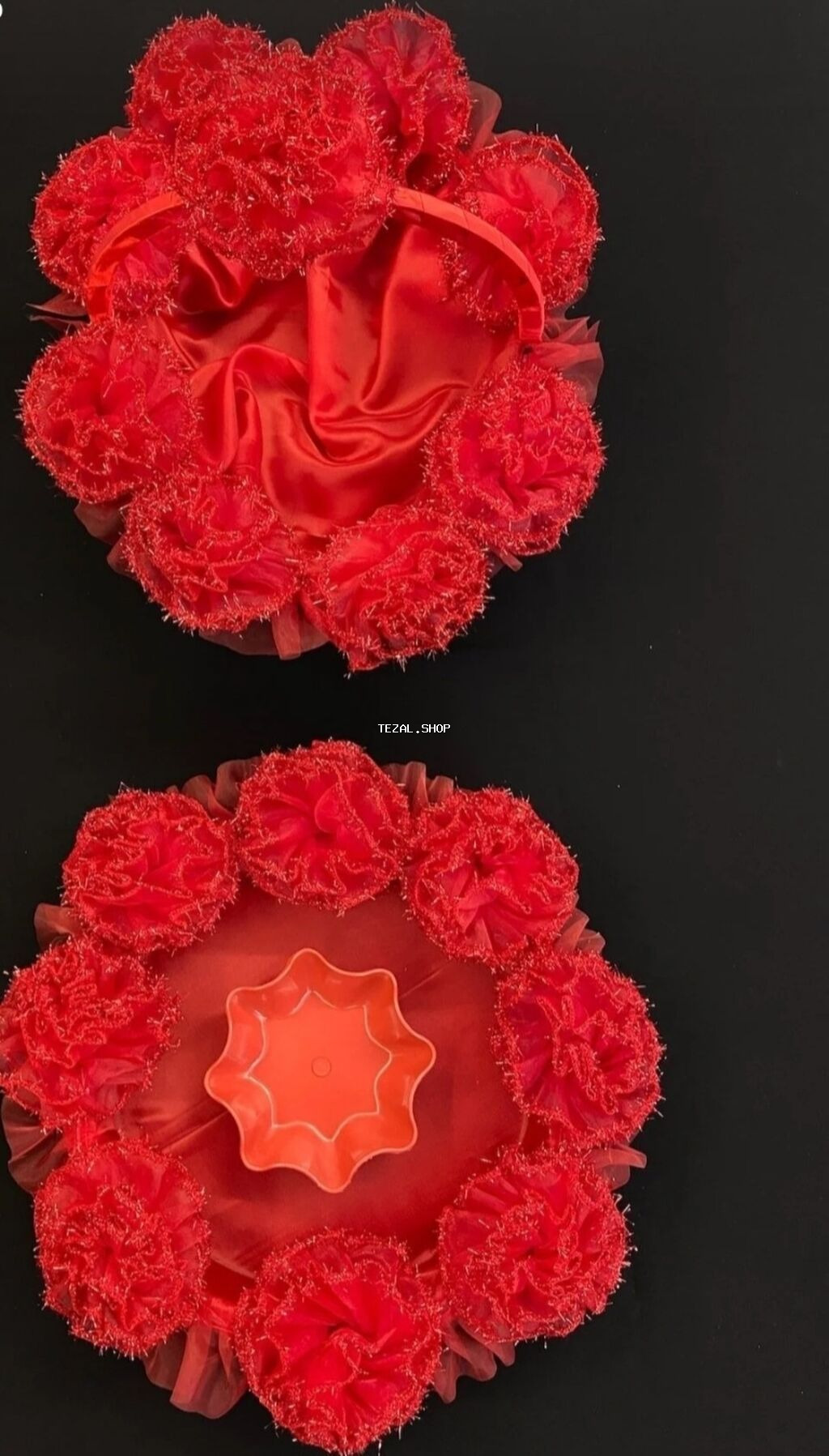 Qırmızı “xına gecəsi” dəsti - Lüks xına örtüsü: tül material - şəkil 2