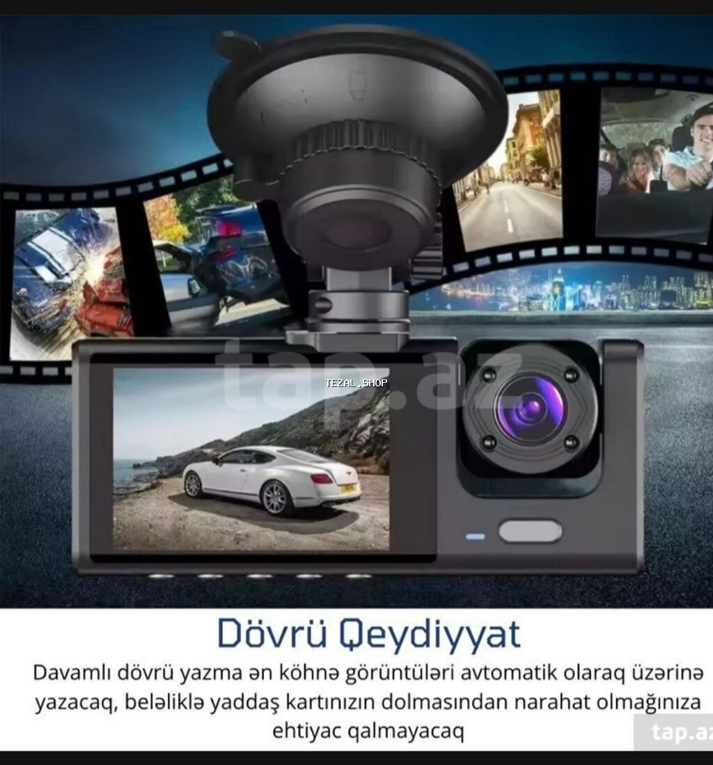 Üç kanallı avtomobil videoqeydiyyatçısı (ön + salon + arxa kamera) - şəkil 5