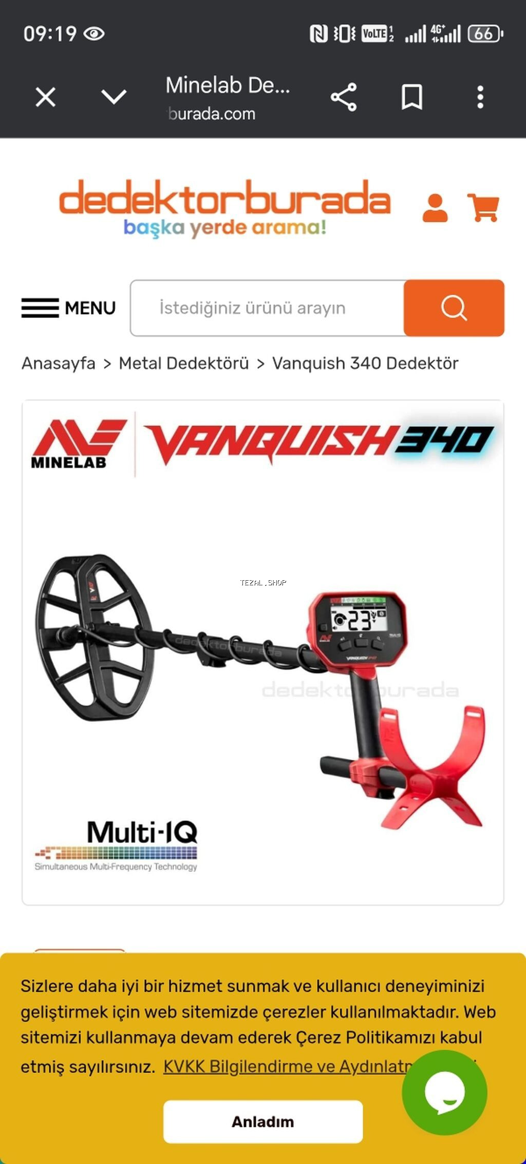 Minelab Vanquish 340 metal detektoru - Multi-IQ texnologiyası: eyni
