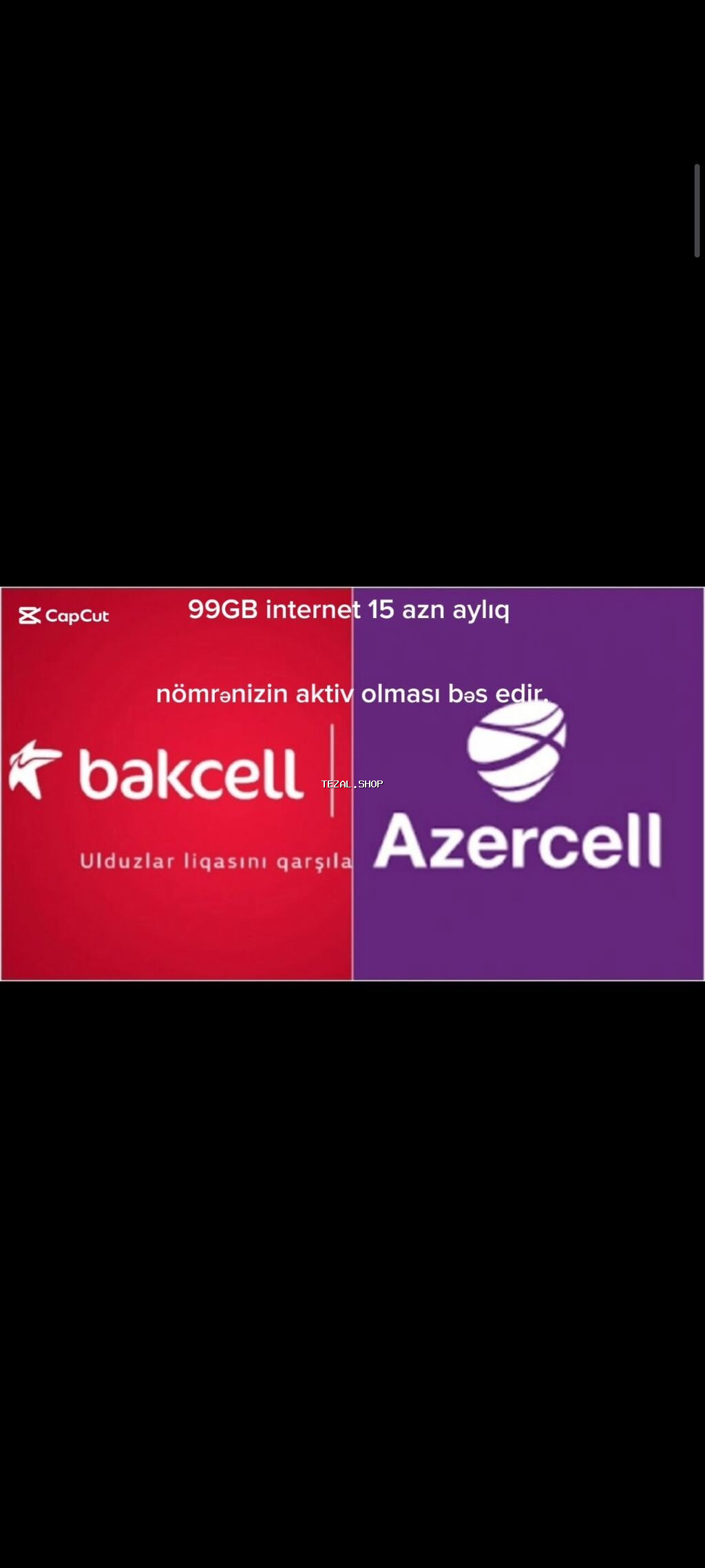 Bakcell və Azercell nömrələri üçün aylıq internet paketi - Həcm: 99