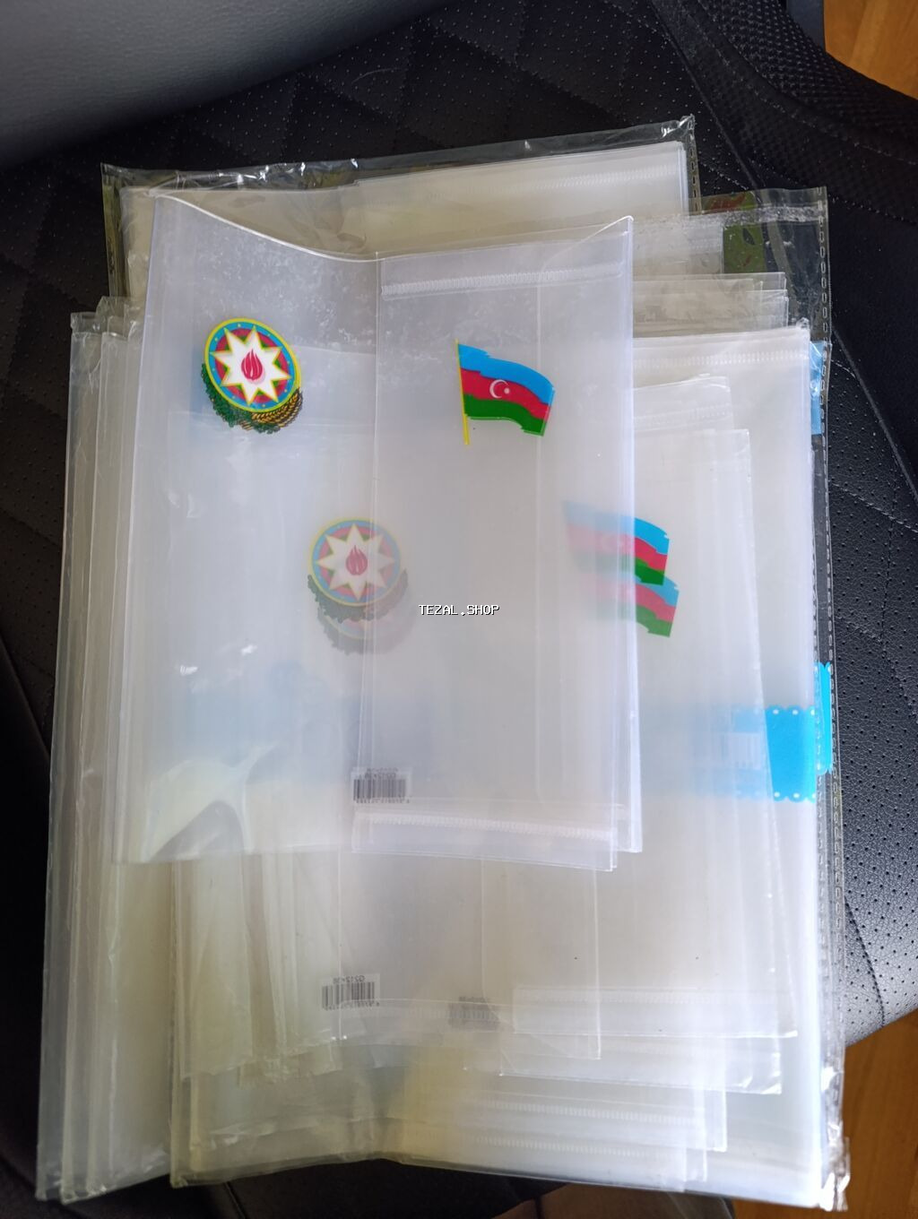 Şəffaf sənəd faylları və zipli cüzdanlar dəsti - Material: qalın