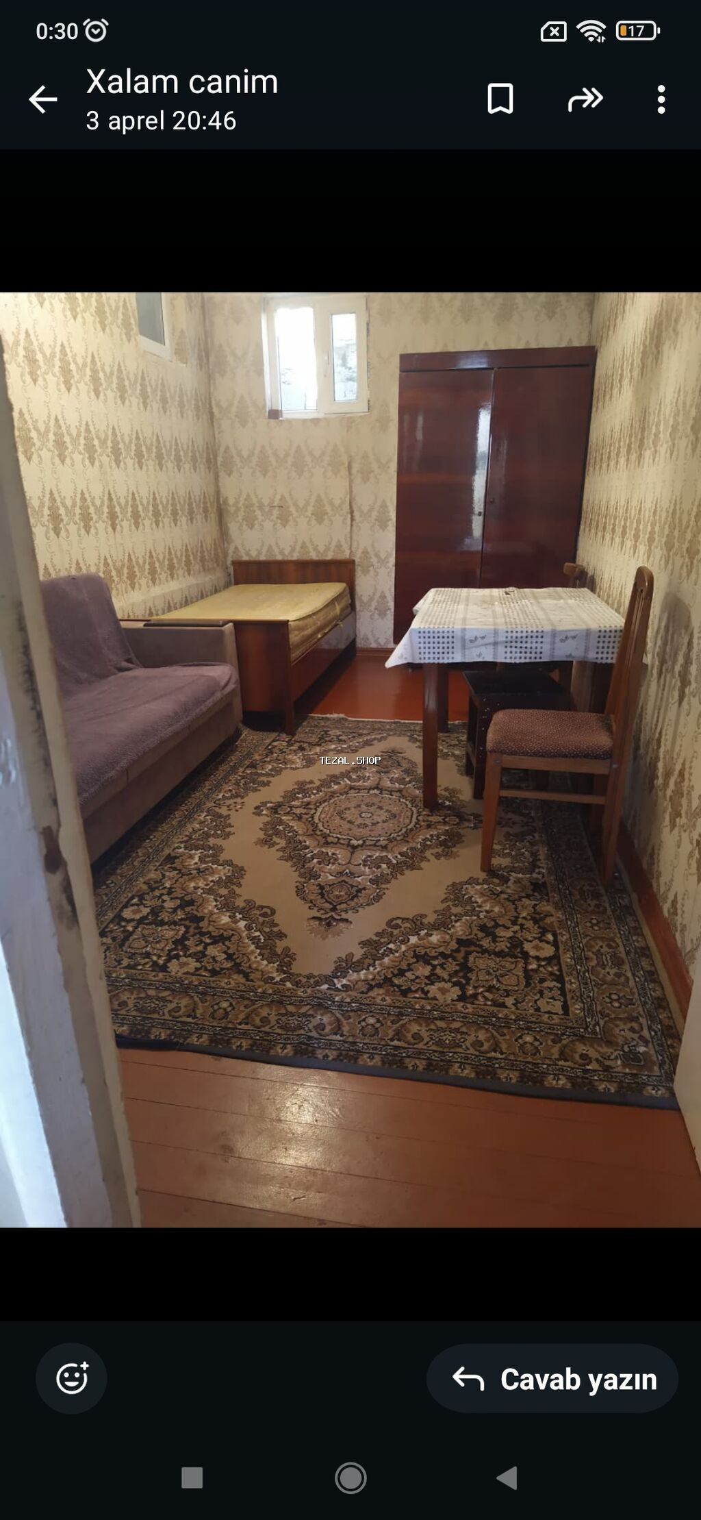 Bir otaqlı, tam mebel ilə təchiz olunmuş kirayə otaq. - Otaqda rahat