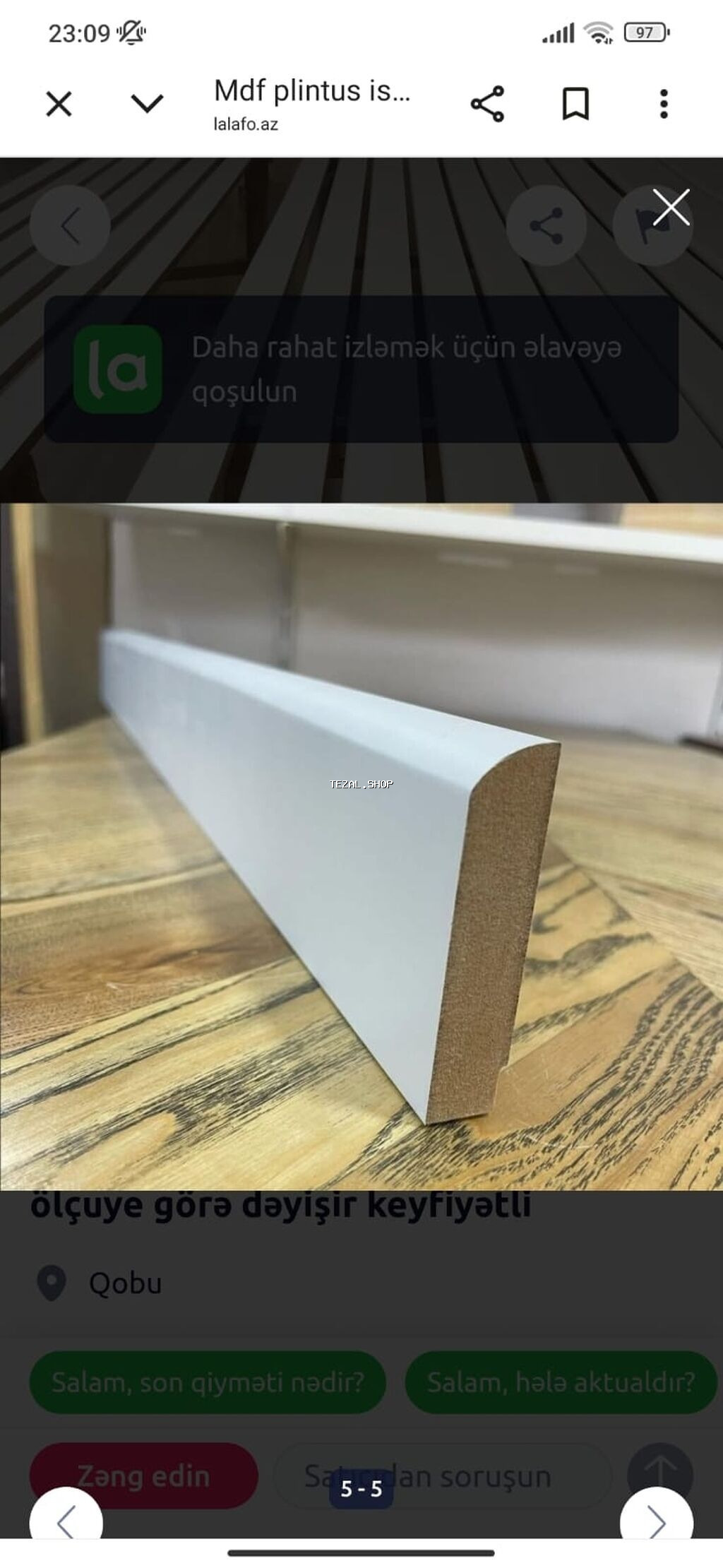 MDF plintus – daxili interyer üçün hazır boyalı döşəmə bordürü -